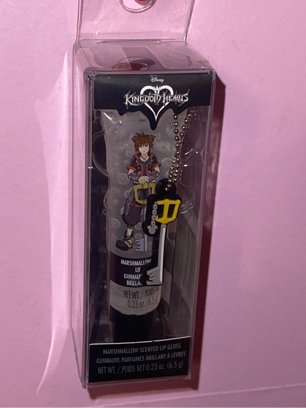 RARE kingdom hearts Disney Sora lip gloss makeup set keyblade charm marshmallow
